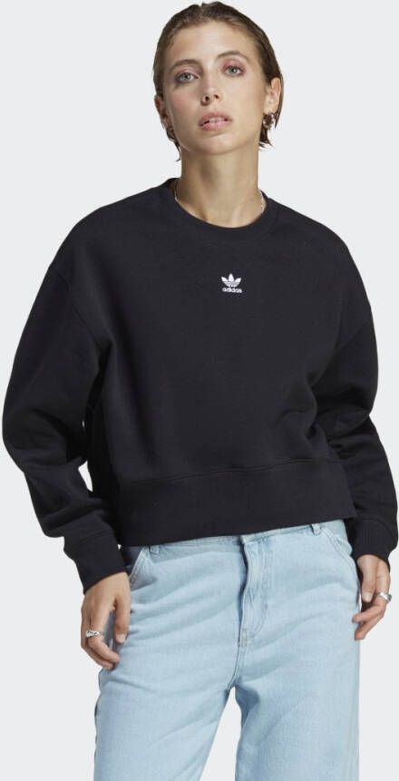Adidas Originals Zwarte Oversized Sweater met Geborduurd Logo Black Dames