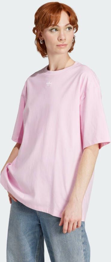 Adidas Originals Oversized T-shirt met Logo Borduursel voor Dames Pink Dames