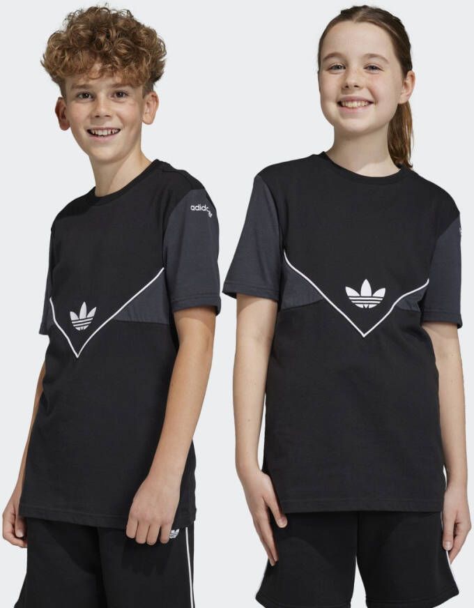 Adidas Originals T-shirt met logo zwart antraciet Katoen Ronde hals 128