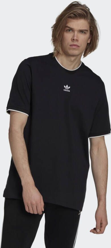 Adidas Zwarte Crew-Neck Tee met Logo Borduurwerk Black Heren