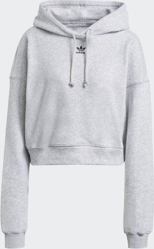 Adidas Grijze Cropped Hoodie met Trekkoordcapuchon Gray Dames