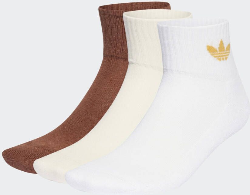 Adidas Originals Mid Ankle Socks (3-pack) Middellang Heren white preloved brown wonder white maat: 37-39 beschikbare maaten:37-39 40-42 43-45
