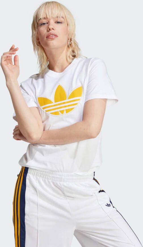 Adidas Originals Pearl Trefoil Witte Sport T-shirt White Dames