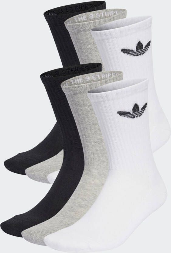 Adidas Originals Senior sportsokken set van 6 zwart grijs wit Katoen 31-33