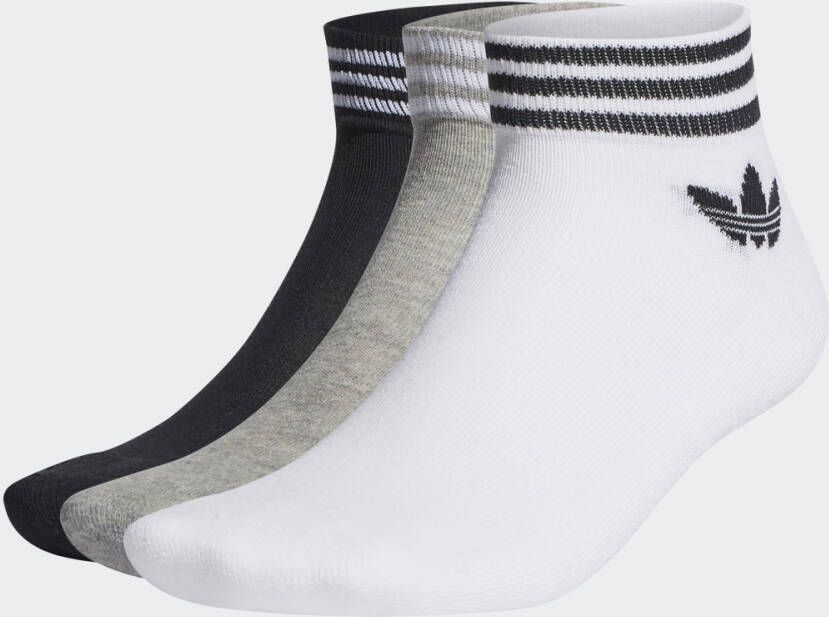 Adidas Originals Adicolor Trefoil Ankle Sokken (3 Pack) Middellang Kleding white medium grey heather black maat: 35-38 beschikbare maaten:35-38