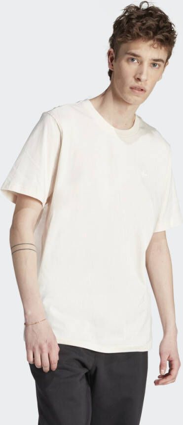 Adidas Originals Sportief Heren T-shirt in Crèmekleur met Logo Borduursel Beige Heren