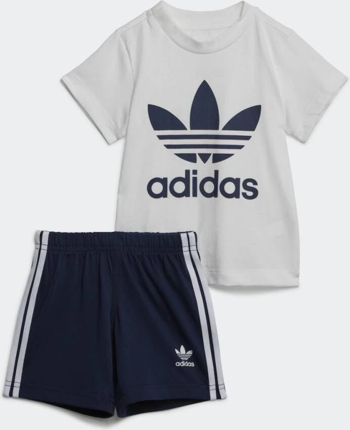 Adidas Originals T-shirt + short donkerblauw wit Shirt + broek Jongens Meisjes Katoen Ronde hals 62