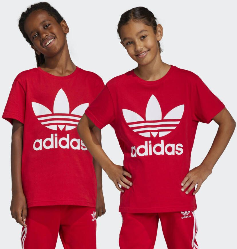 Adidas Originals T-shirt rood wit Katoen Ronde hals Logo 128