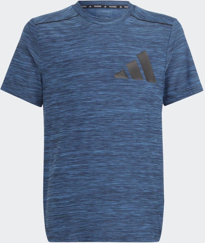 Adidas Sportswear sport T-shirt blauw melange donkerblauw Jongens Polyester Ronde hals 128