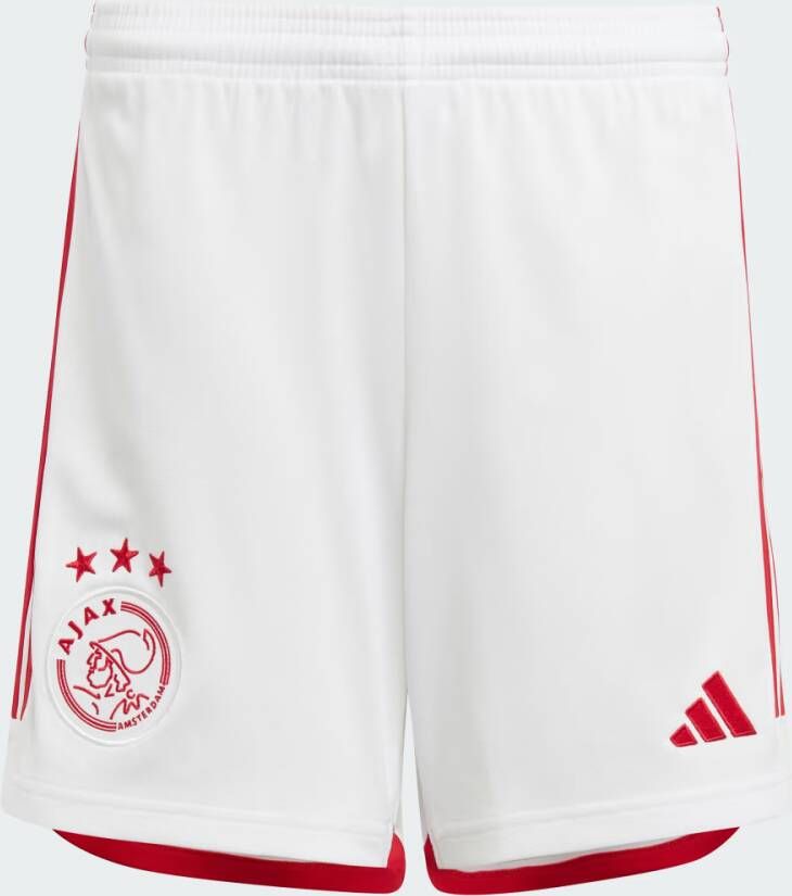 Adidas Perfor ce Junior Ajax Amsterdam 23 24 voetbalshort thuis Sportbroek Wit Polyester 128
