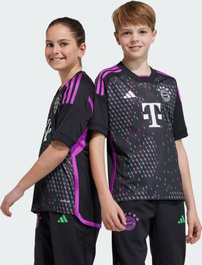 Adidas Perfor ce Junior FC Bayern München 23 24 voetbalshirt uit Sport t-shirt Zwart Polyester V-hals 128