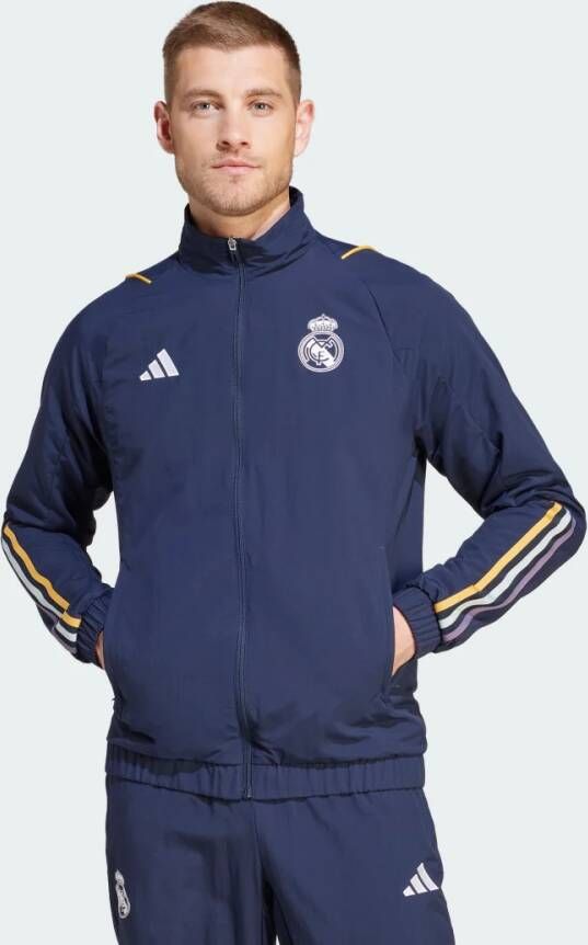 Adidas Real Madrid Prematch Trainingsjas 23 24 Blauw Voetbal Trainingsjas Heren