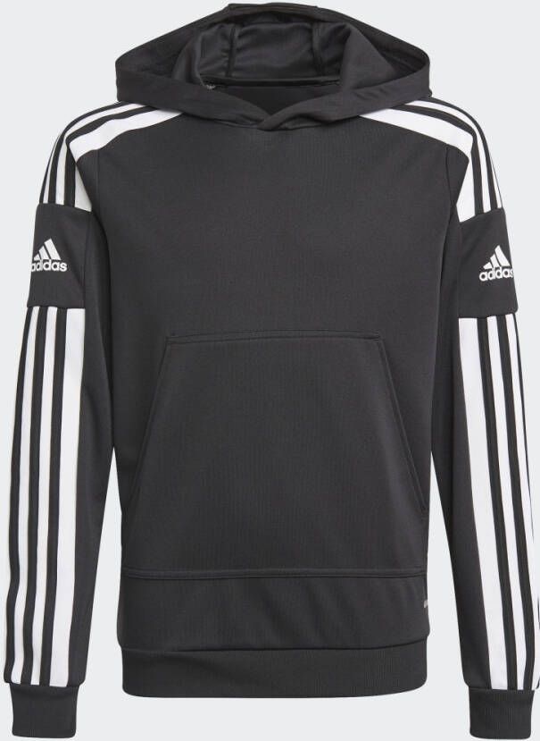 Adidas Perfor ce Junior Squadra 21 voetbalhoodie zwart wit Sportsweater Gerecycled polyester Capuchon 128