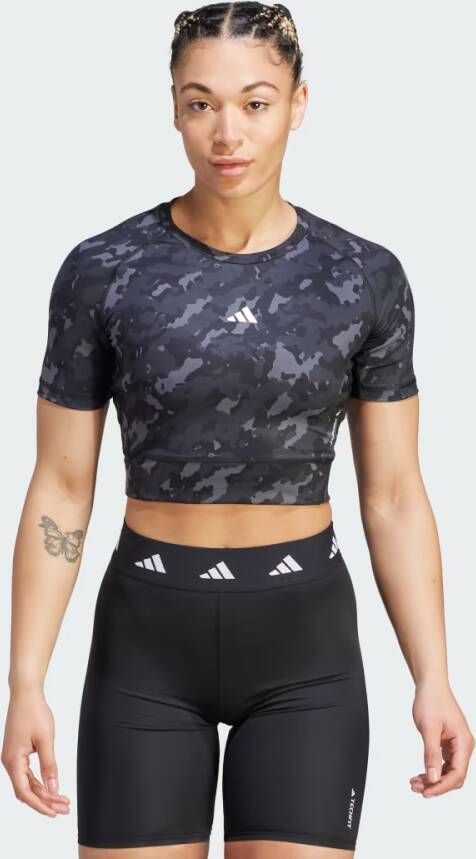 Adidas Performance Techfit Camo Print Crop Training T-shirt