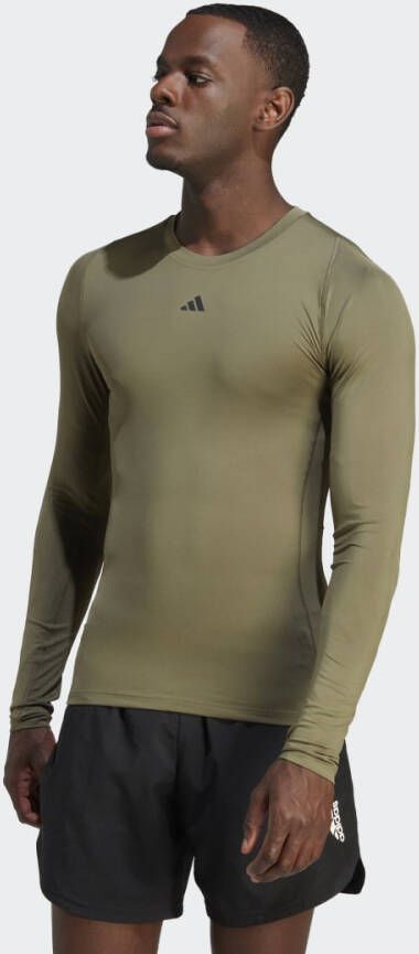 Adidas Compressieshirt Khaki Hardloopshirt Heren
