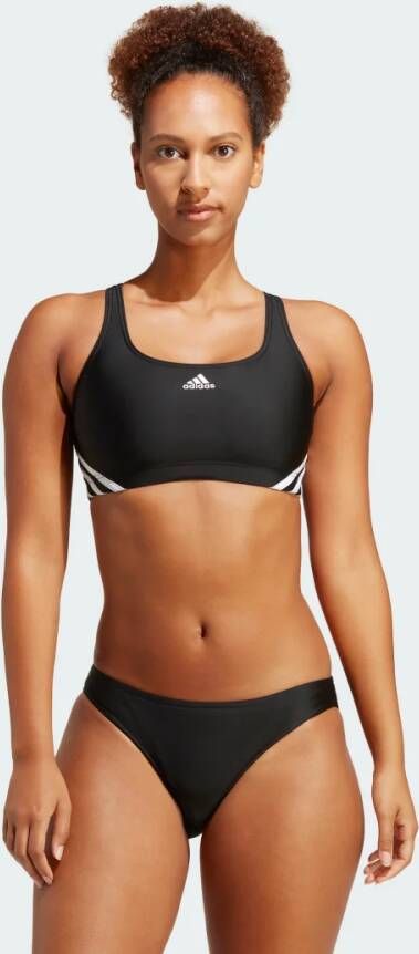 Adidas Performance niet-voorgevormde crop bikini zwart wit - Foto 3
