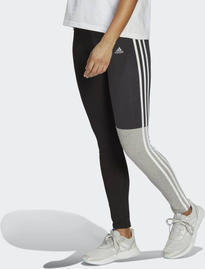Adidas essentials 3-stripes colorblock legging zwart grijs dames