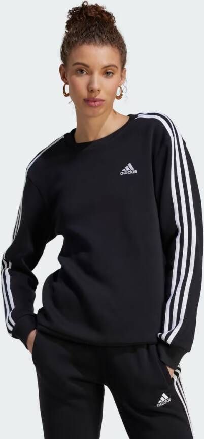 Adidas Zwart Essentials 3-Stripes Fleece Sweatshirt voor Dames Black Dames