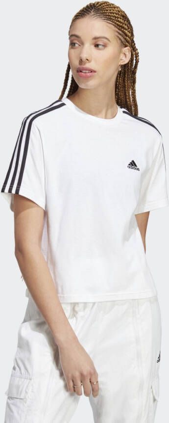 Adidas 3-Stripes Badge of Sport Crop T-Shirt White Black- Dames White Black