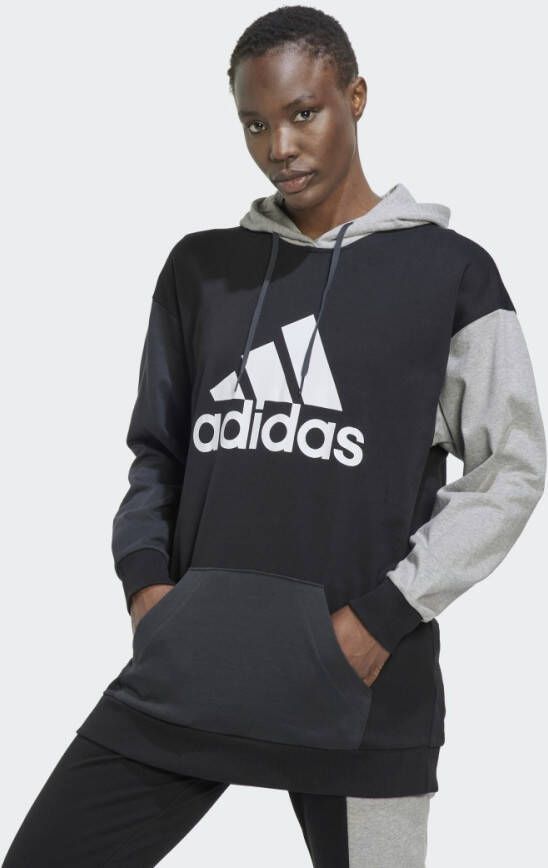 Adidas essentials colorblock logo oversized trui zwart grijs dames