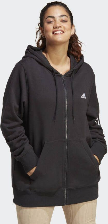 Adidas Sportswear Essentials Linear French Terry Ritshoodie (Grote Maat)