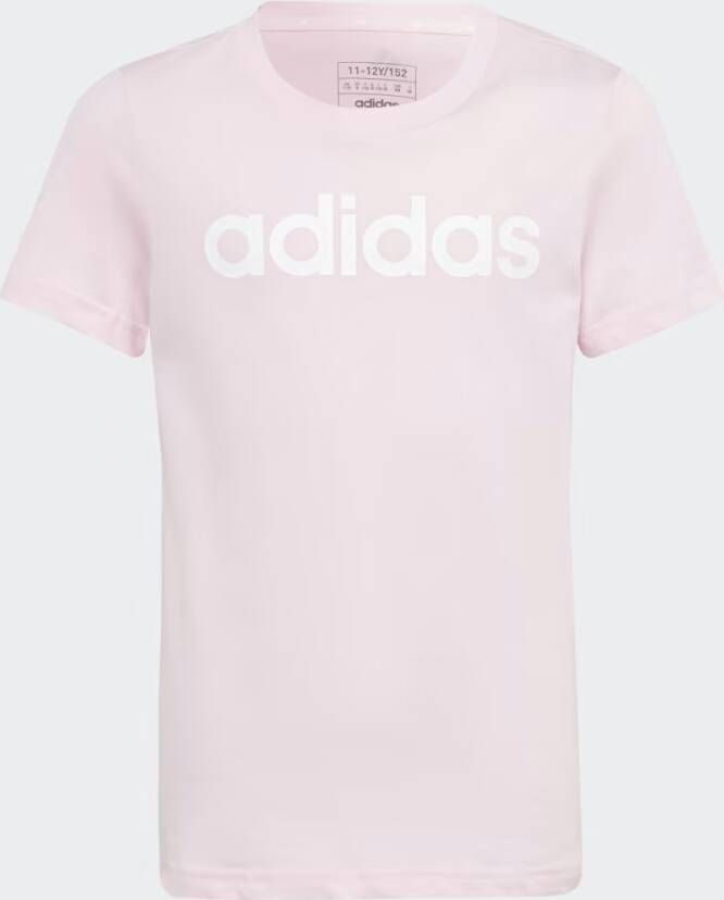 Adidas Sportswear T-shirt met logo roze wit Meisjes Katoen Ronde hals Logo 128
