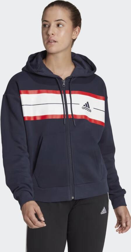 Adidas Sportswear Essentials Pinstripe Block Fleece Loose Fit Ritshoodie