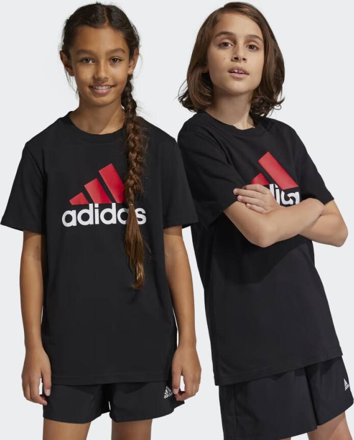 Adidas Sportswear T-shirt met logo zwart rood wit Katoen Ronde hals 128