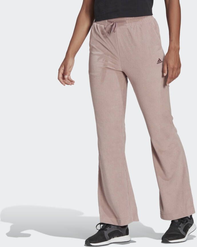 Adidas Sportswear Hyperglam Rib Velour Flared Leg Broek