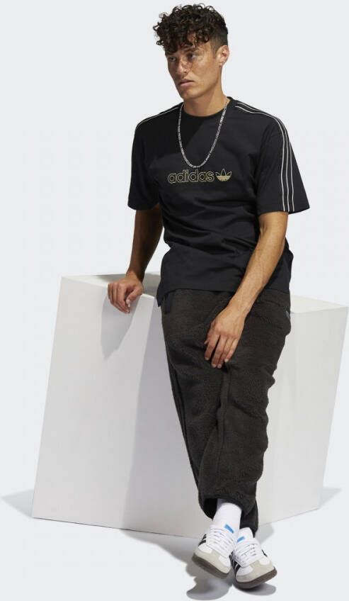 Adidas Shadow Stripe Tee Zwart Wit Korte Mouw Black Heren