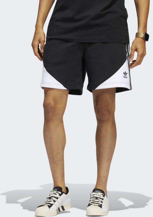 Adidas Zwart Wit Fleece Trainingspak Shorts Black Heren