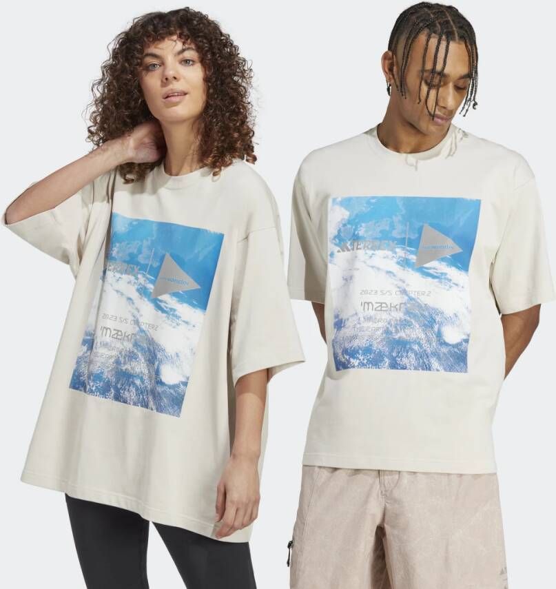 Adidas Avontuurlijk Grafisch Print T-Shirt White Unisex