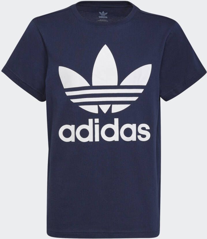 Adidas Originals T-shirt donkerblauw wit Katoen Ronde hals 128
