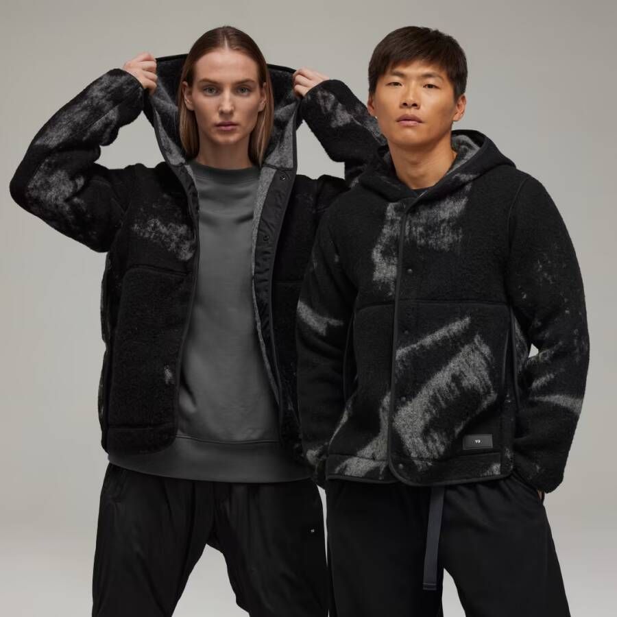 Y-3 Comfortabele wollen mix jas Black