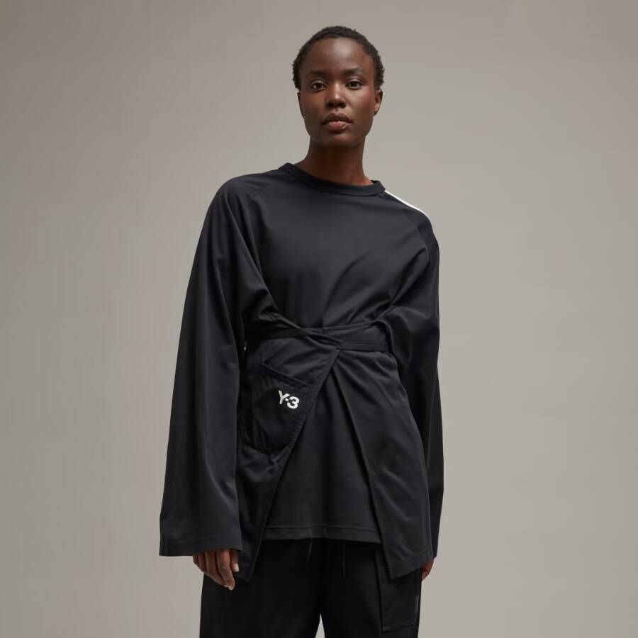 Y-3 Iconisch Gestreept Katoenen Sweatshirt voor Dames Black Dames
