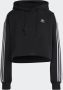 Adidas Zwarte Cropped Hoodie Pluche Interieur Black Dames - Thumbnail 4