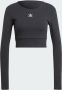 Adidas Originals Zwarte Geribbelde Korte Mouw T-shirt voor Dames Zwart Dames - Thumbnail 6