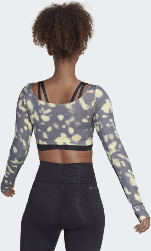 Adidas Performance Hyperglam Cut 3-Stripes Croptop met Lange Mouwen