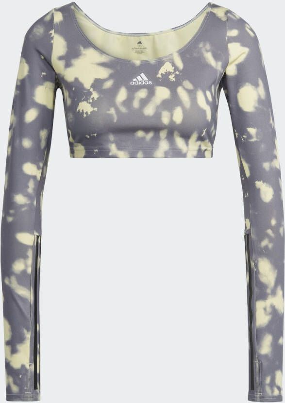 Adidas Performance Hyperglam Cut 3-Stripes Croptop met Lange Mouwen