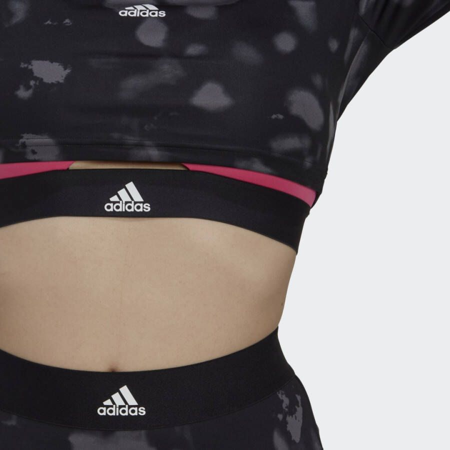Adidas Performance Hyperglam Cut 3-Stripes Croptop met Lange Mouwen