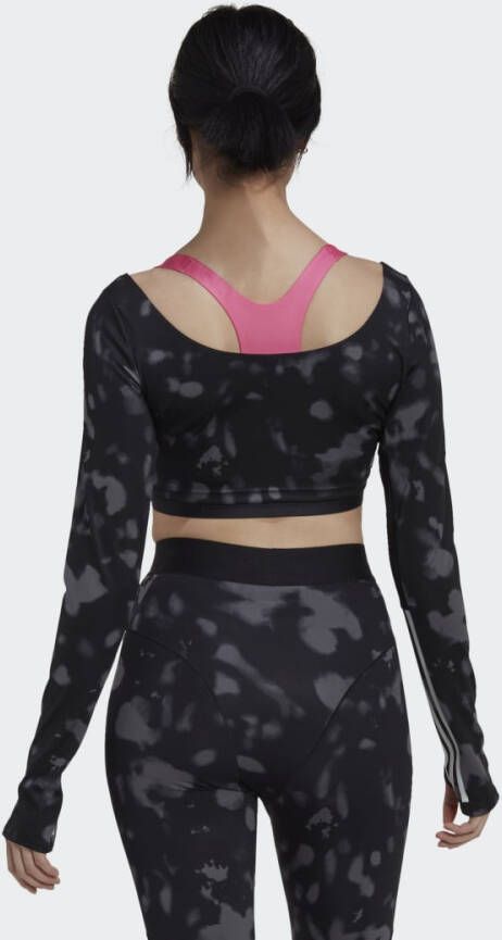 Adidas Performance Hyperglam Cut 3-Stripes Croptop met Lange Mouwen