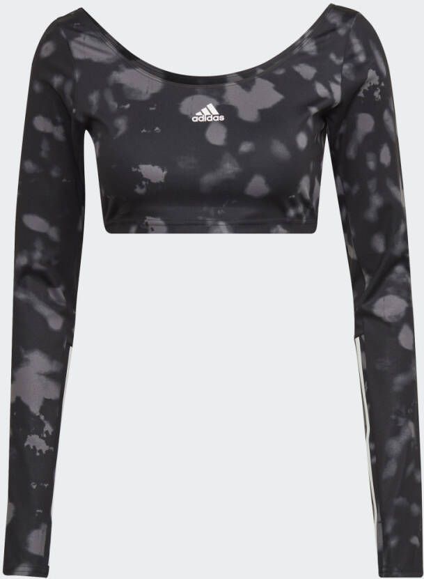 Adidas Performance Hyperglam Cut 3-Stripes Croptop met Lange Mouwen