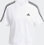 Adidas 3-Stripes Badge of Sport Crop T-Shirt White Black- Dames White Black - Thumbnail 4