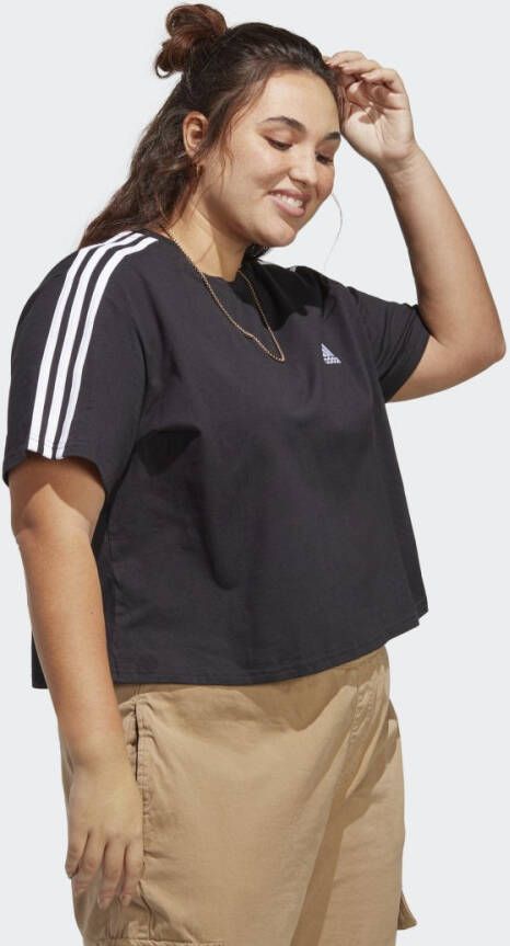 Adidas Sportswear Essentials 3-Stripes Single Jersey Croptop (Grote Maat)