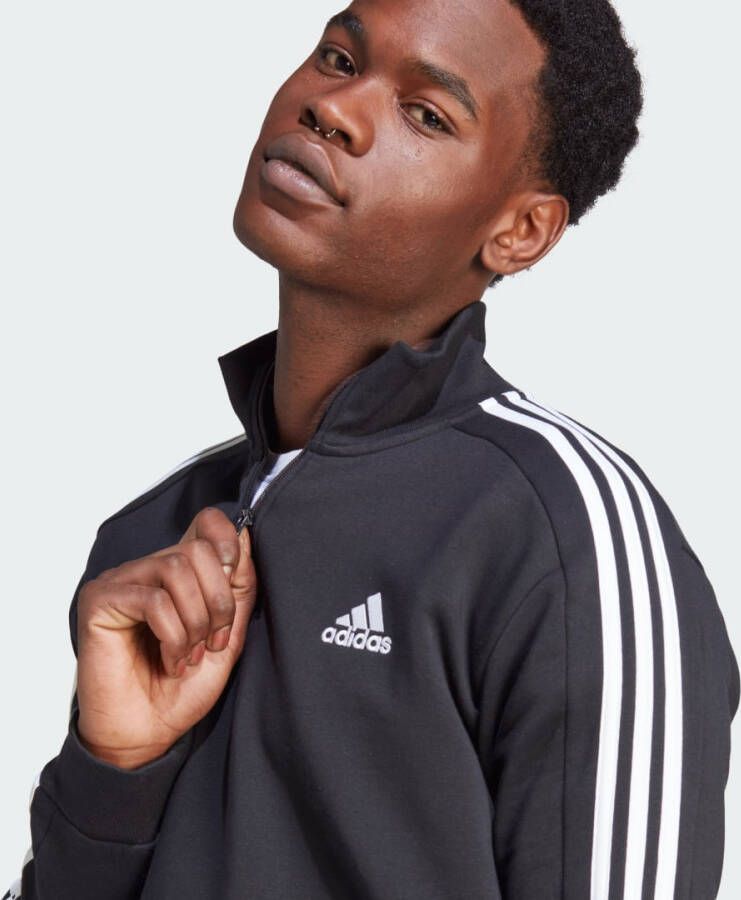 Adidas Sportswear Essentials Fleece 3-Stripes Sweatshirt met Korte Rits