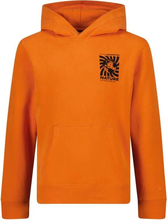 America Today hoodie Stern met backprint oranje zwart Sweater Backprint 134 140