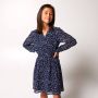 America Today Junior jurk Dana Jr van gerecycled polyester donkerblauw wit - Thumbnail 3