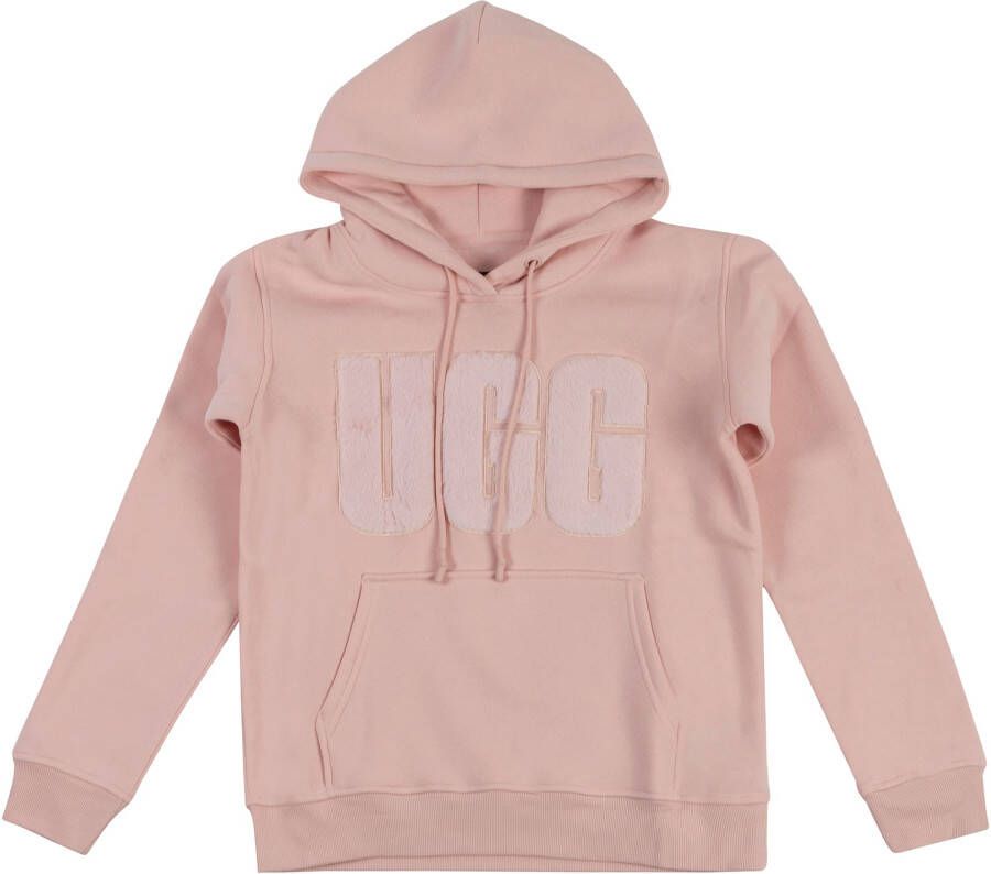 Ugg Fuzzy Logo Hoodie Dames Pink- Dames Pink