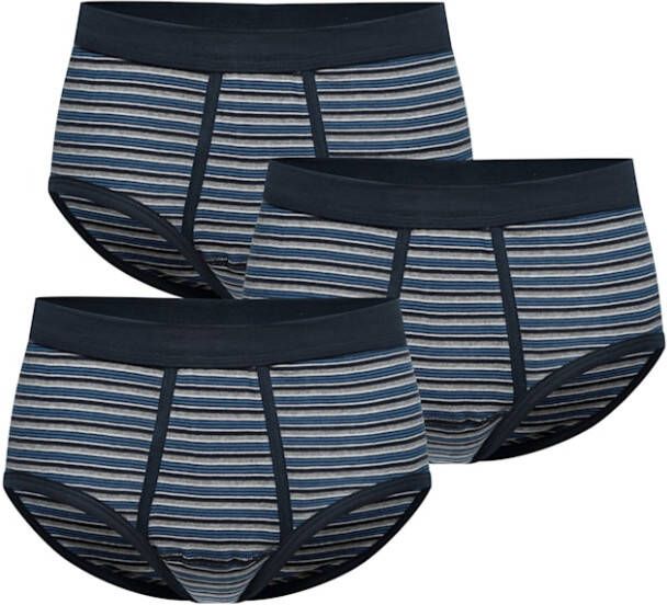 BABISTA Slips per 3 stuks met ingebreid streeppatroon Marine Wit Blauw Grijs