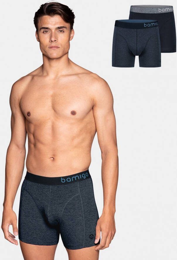 Bamigo Bamboe Boxershorts Heren Blauw Melange Navy 2 pack